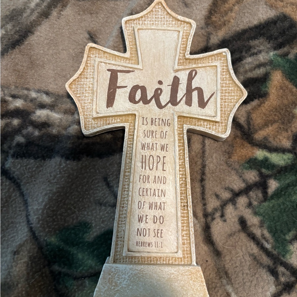 Vintage Resin Inspirational Faith Cross Decor